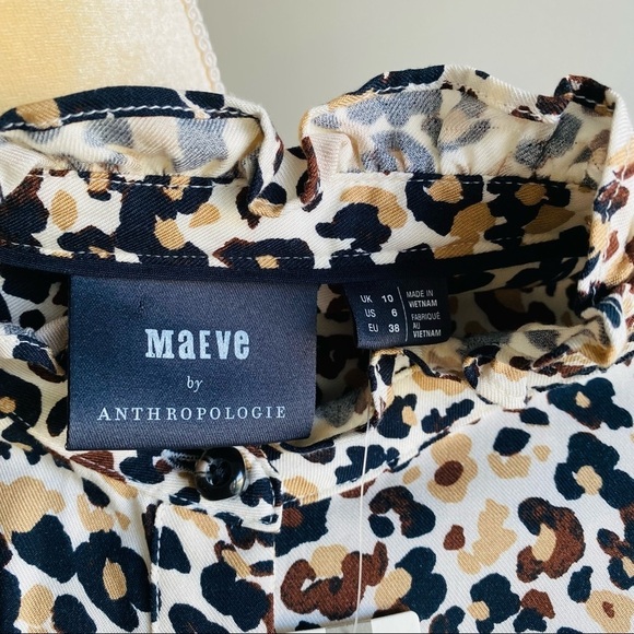 Anthro Maeve Katia animal print ruffled blouse - Picture 8 of 9